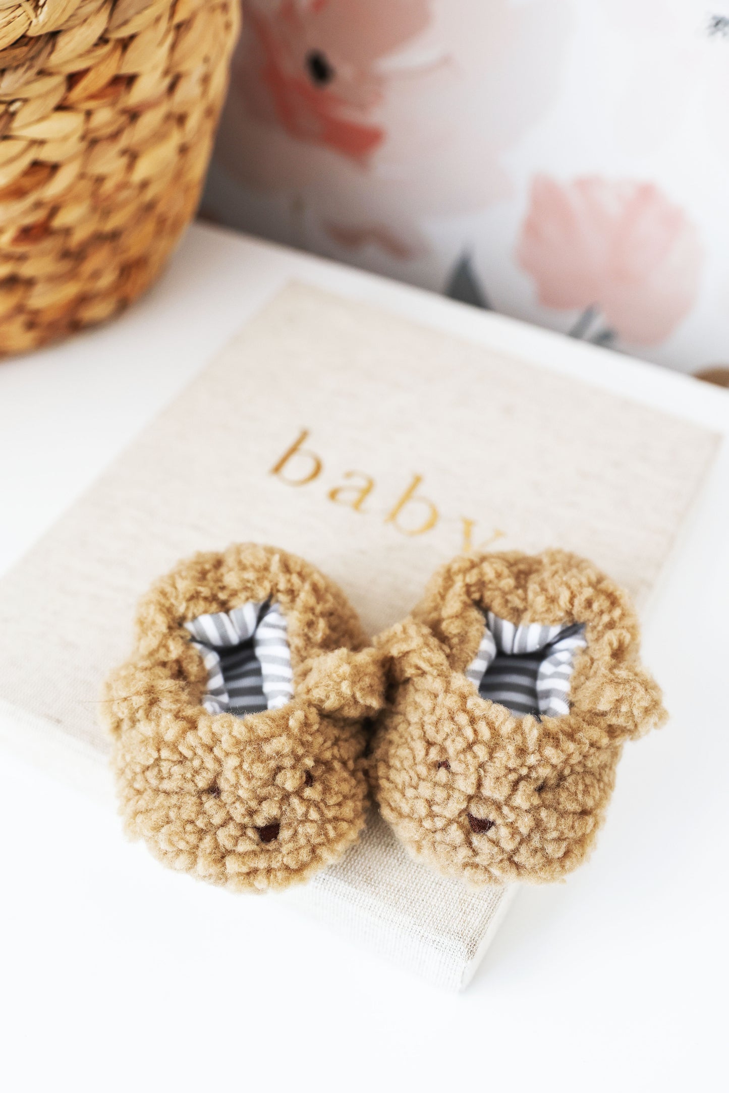 Sherpa Bear Booties Caramel 0-6mths