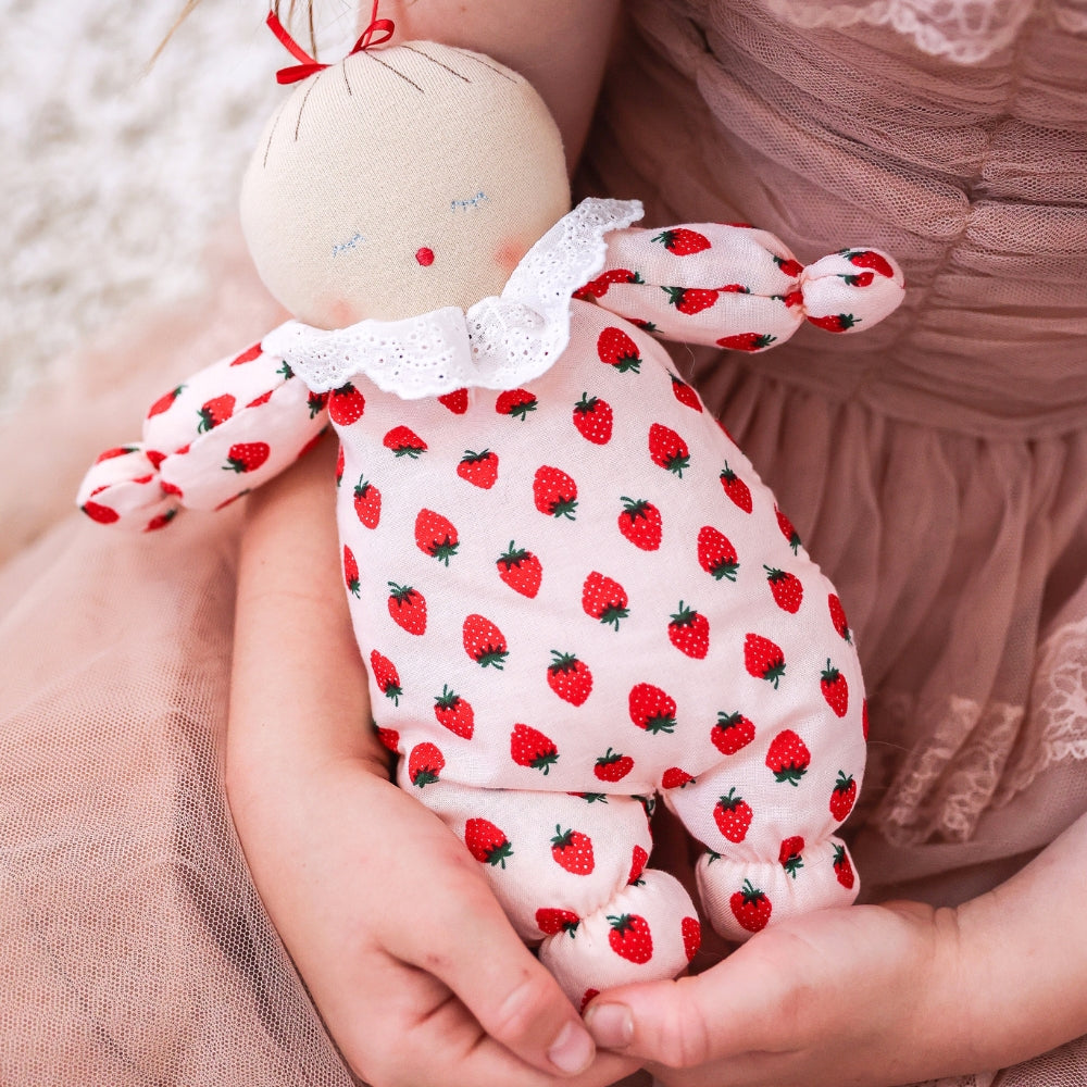 NEW! Asleep Awake Baby Doll 24cm Strawberry