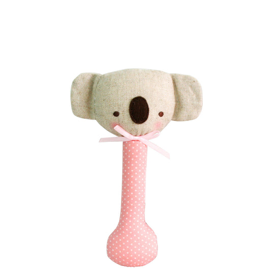 Baby Koala Stick Rattle Pink with White Spot