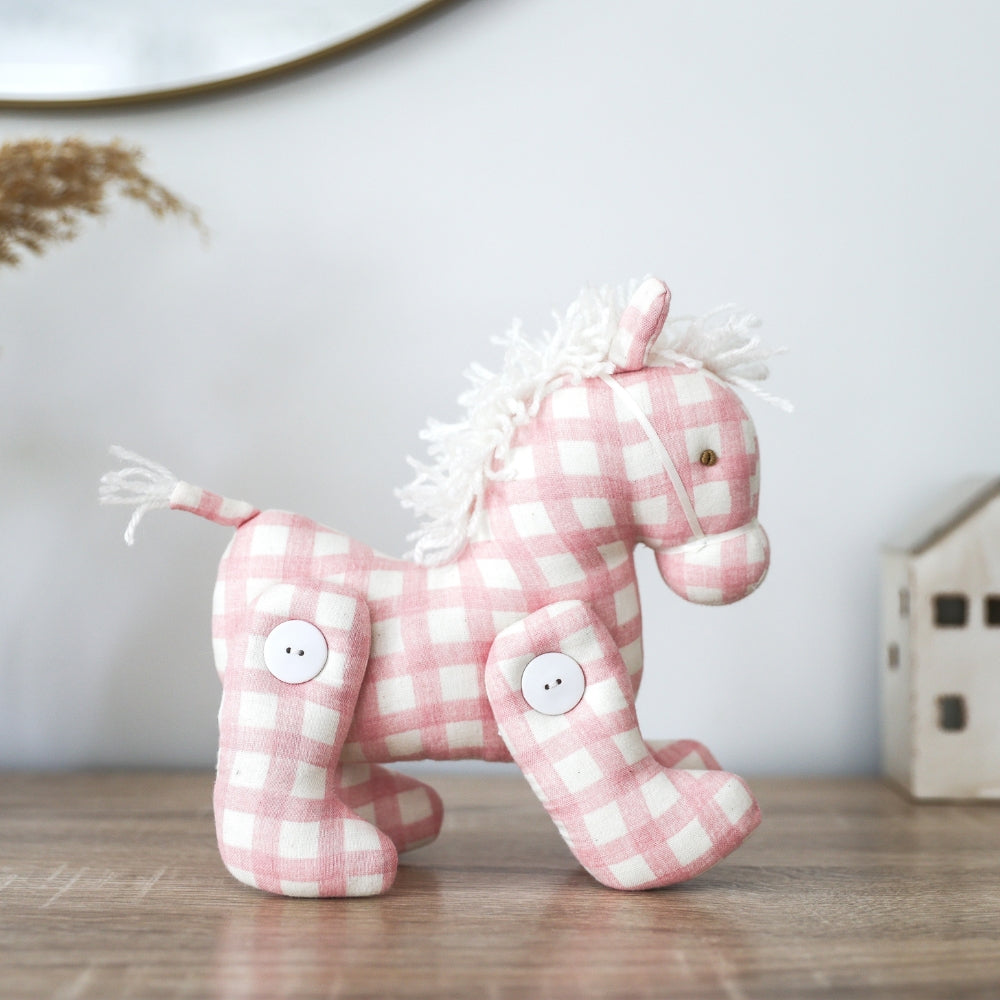 Jointed Pony 22cm Pink Check - JUNE
