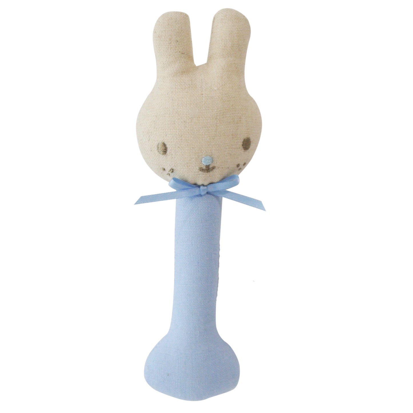 Linen Bunny Stick Rattle Blue