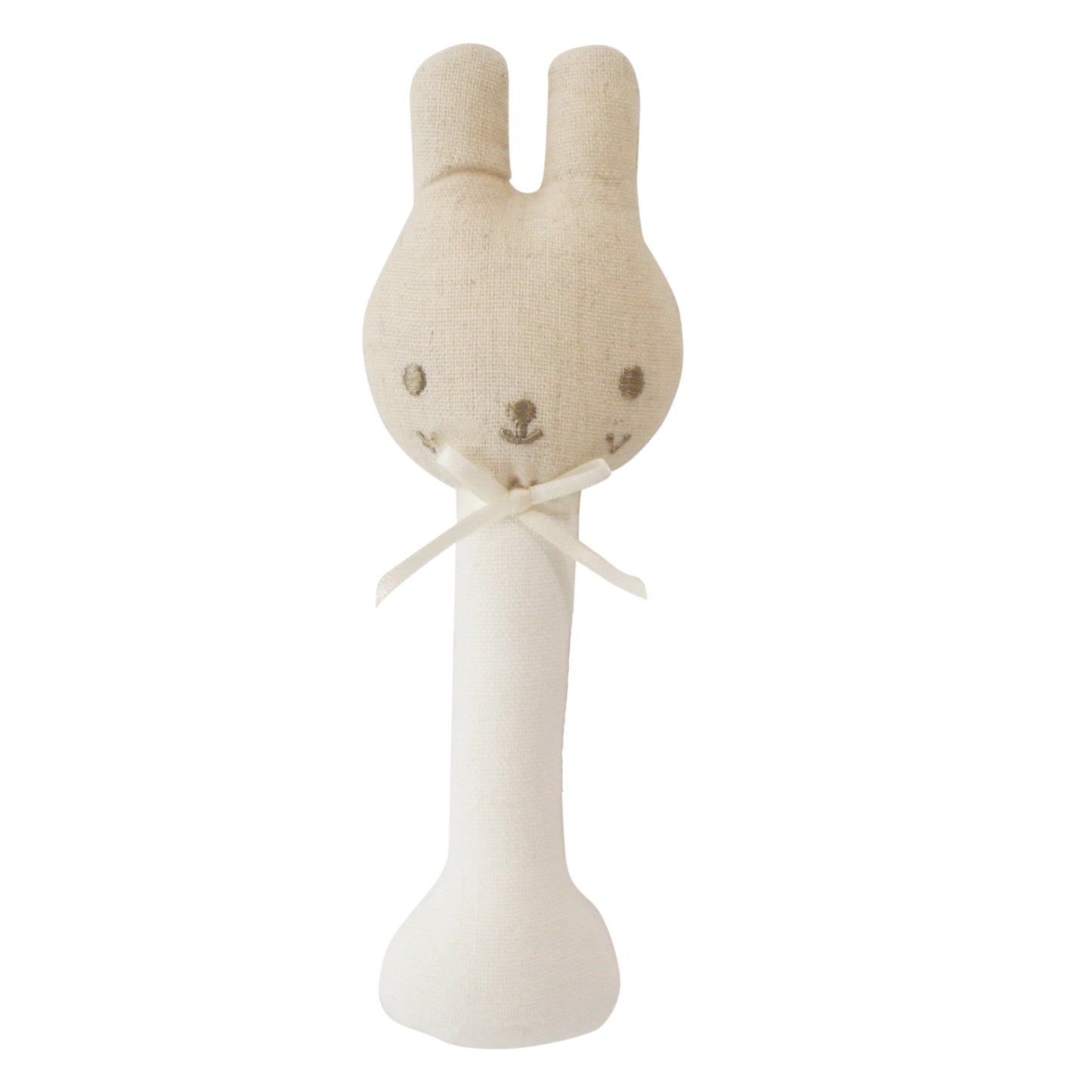 Linen Bunny Stick Rattle Ivory