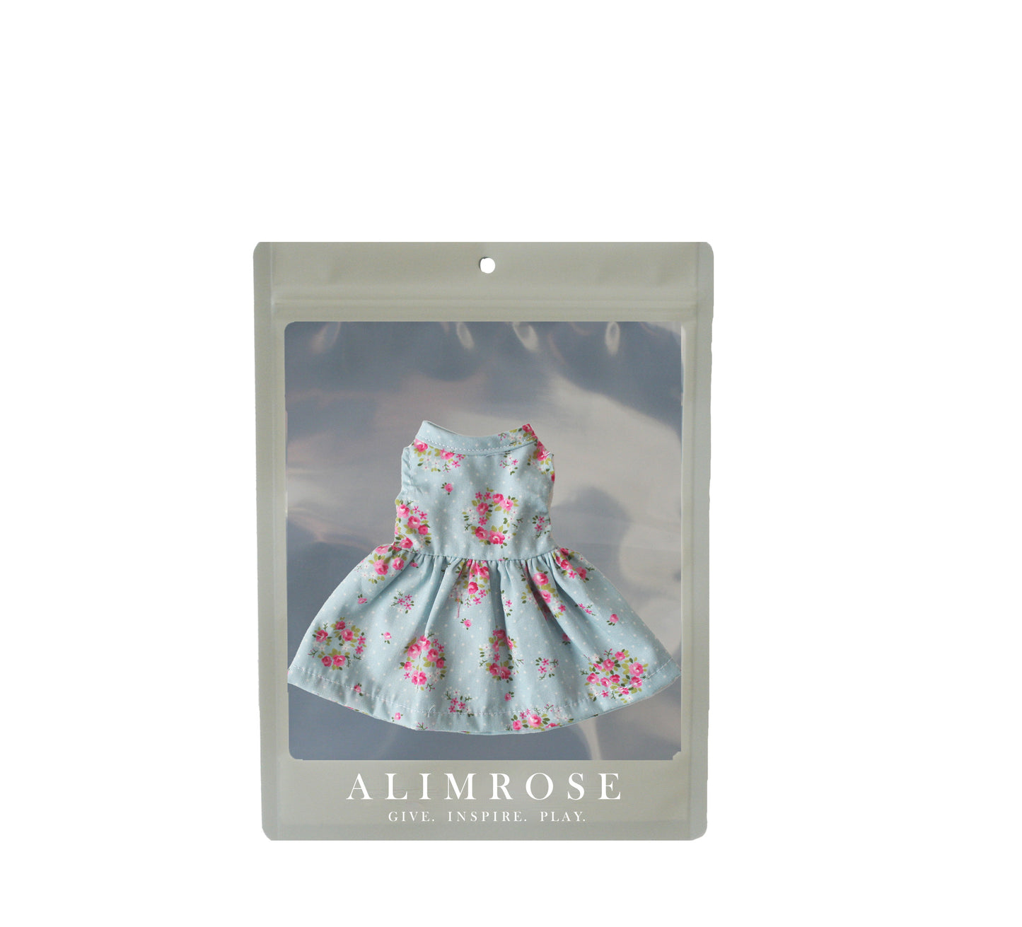 Small Doll Dress (20-28cm) Blue Rose Floral