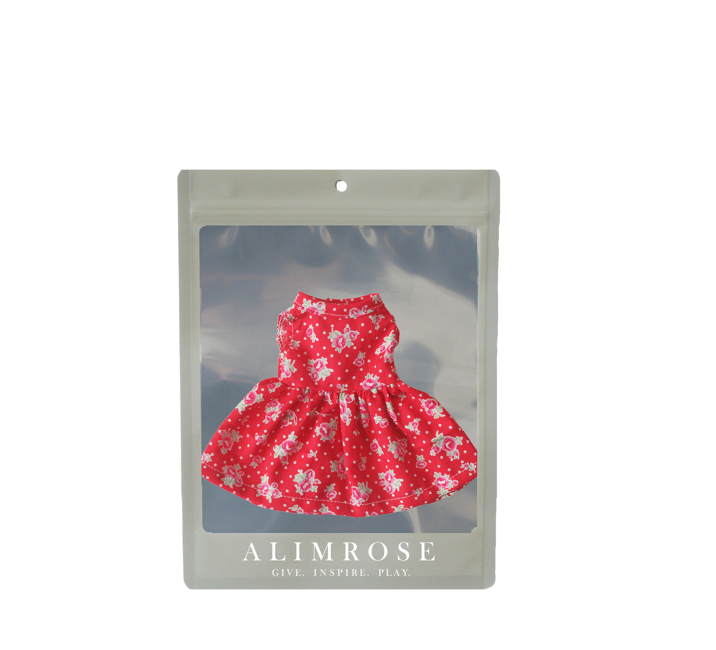 Small Doll Dress (20-28cm) Red Floral