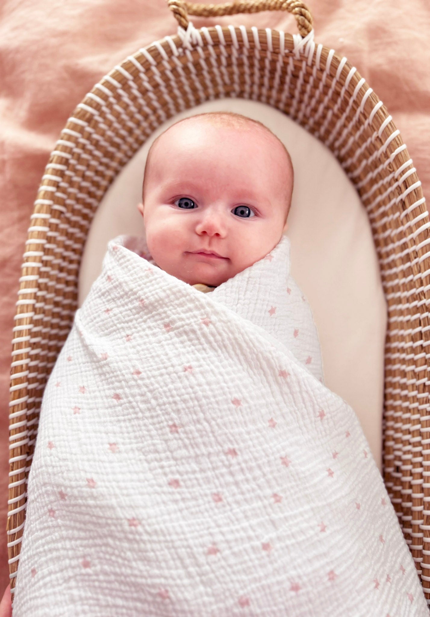 NEW! Muslin Swaddle Pink Stars