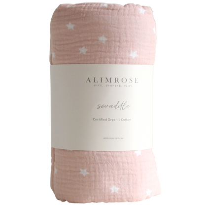 Muslin Swaddle Starry Night Pink -FEB 2026