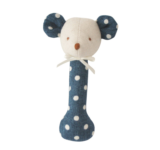 Mouse Stick Rattle Ocean Blue