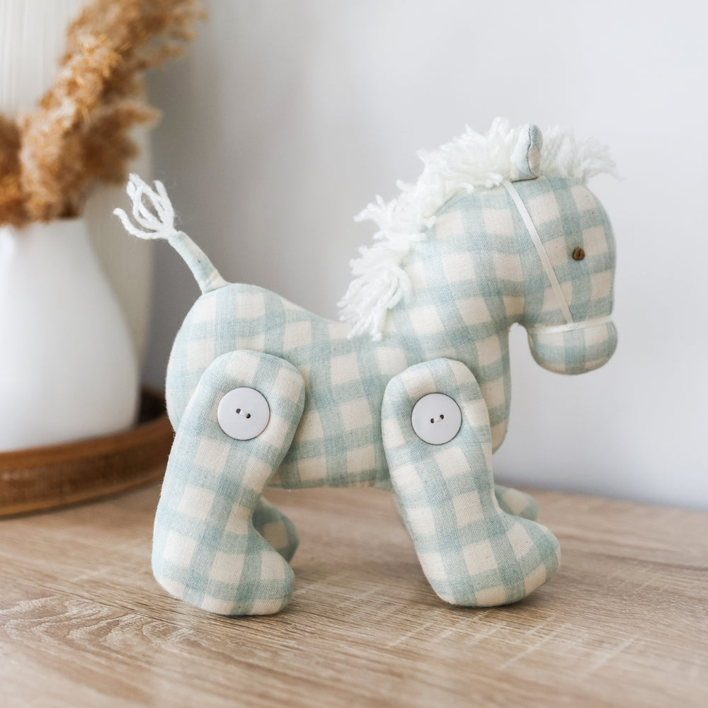 Jointed Pony 22cm Sage Check - JUNE