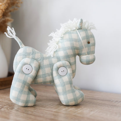 Jointed Pony 22cm Sage Check - JUNE
