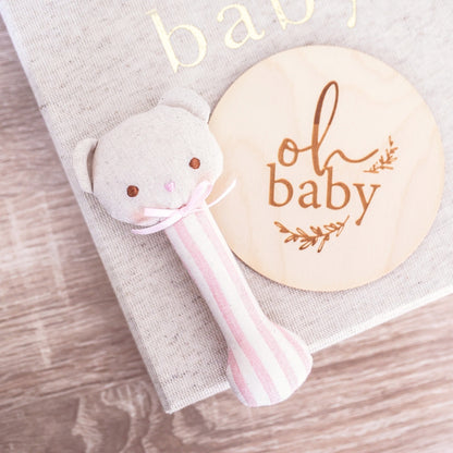 Ted Stick Rattle Pink Stripe