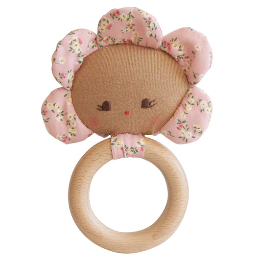 Flower Baby Teether Rattle Posy Heart