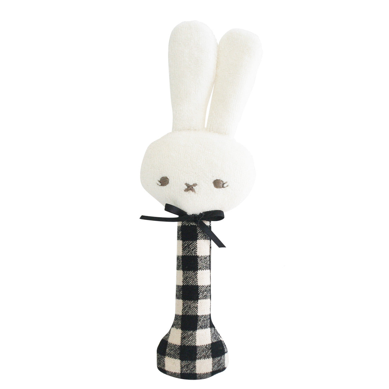 Bunny Stick Rattle Black Check