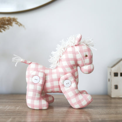 Jointed Pony 22cm Pink Check - JUNE