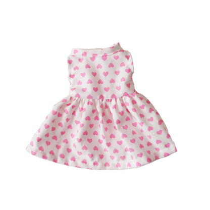 Small Doll Dress (20-28cm) Pink Hearts