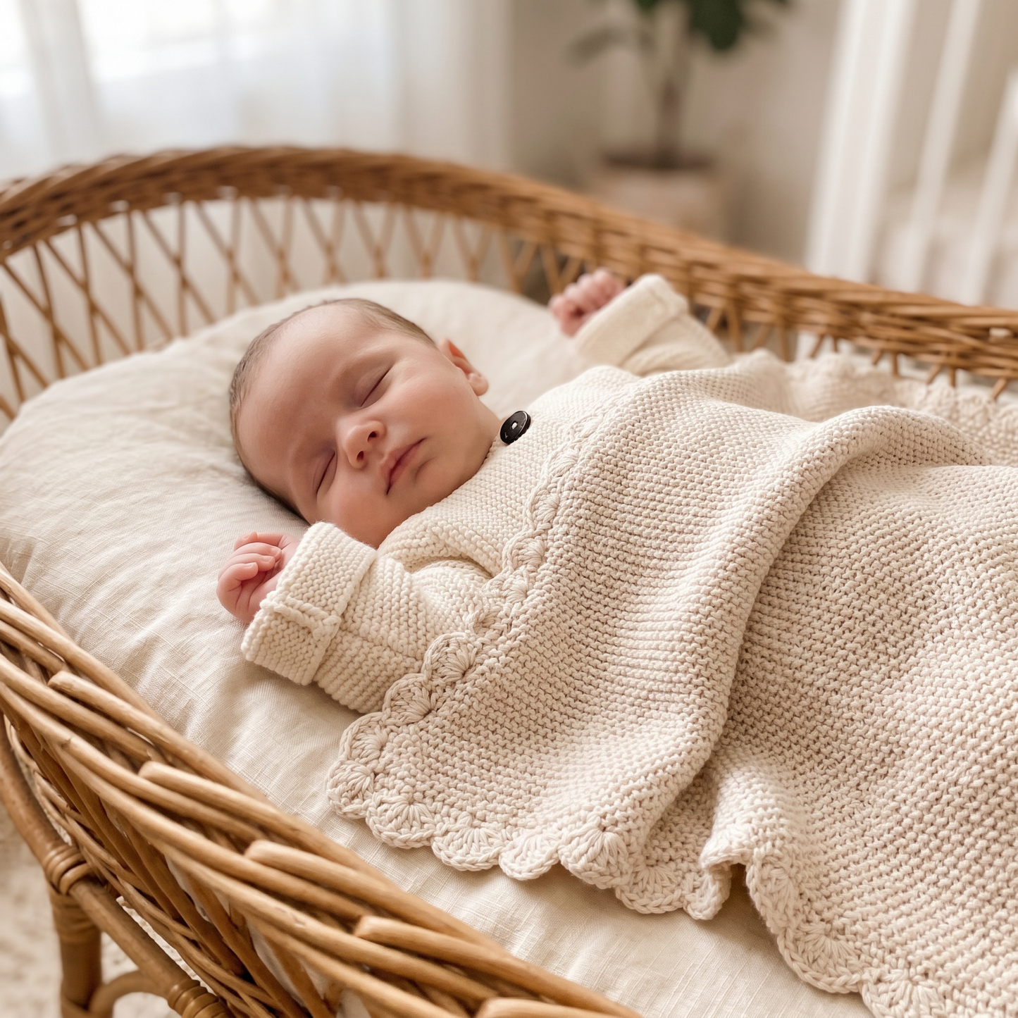 Mini Moss Stitch Baby Blanket Natural - JULY