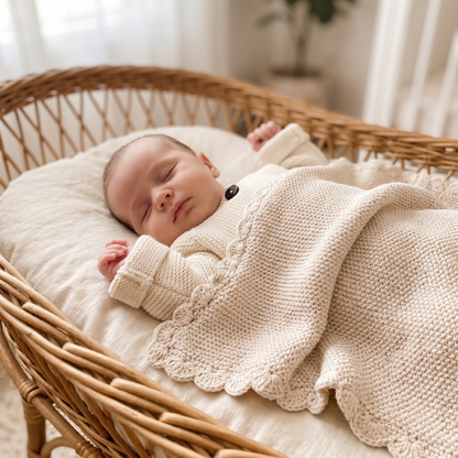 Mini Moss Stitch Baby Blanket Natural - JULY