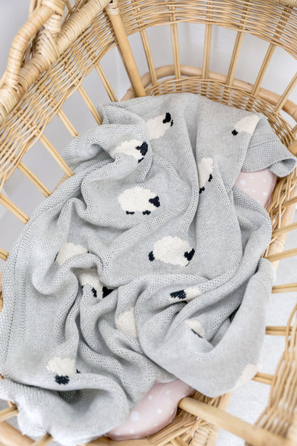 Baa Baa Baby Blanket Grey