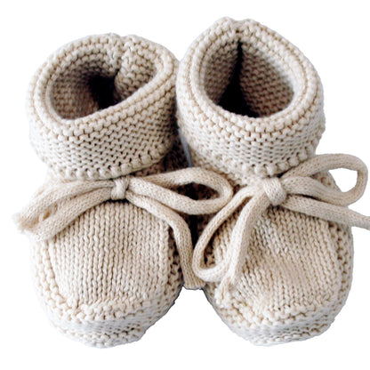 Knit Baby Booties Latte 0-6mth - JULY