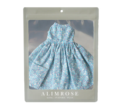 Large Doll Dress (40-45cm) Blue Floral