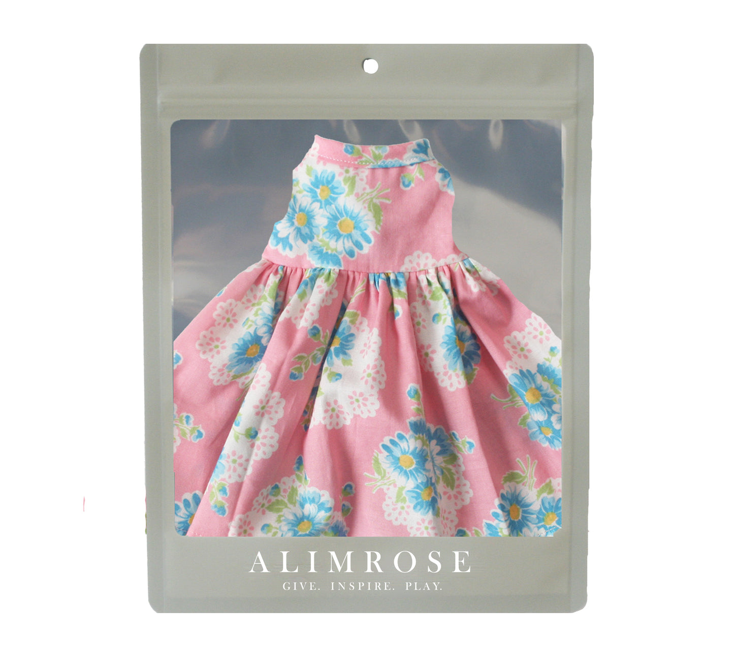 Large Doll Dress (40-45cm) Blue Pink Daisy