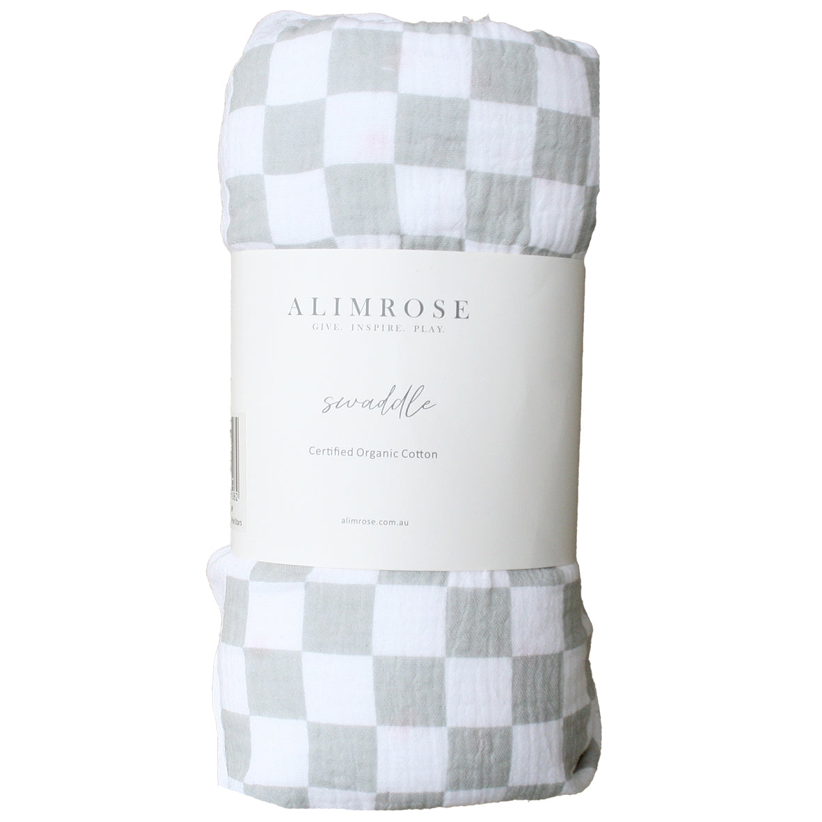 NEW! Muslin Swaddle Dove Grey Check