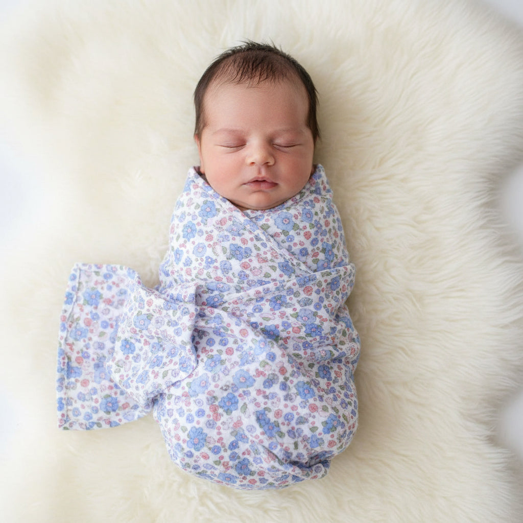 Muslin Swaddle Lilly Blue