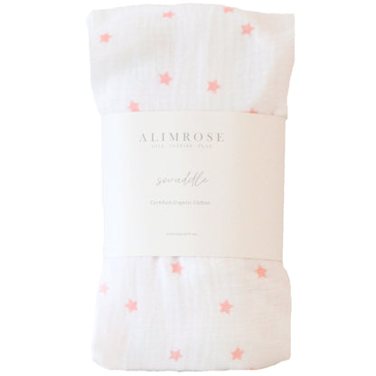 NEW! Muslin Swaddle Pink Stars