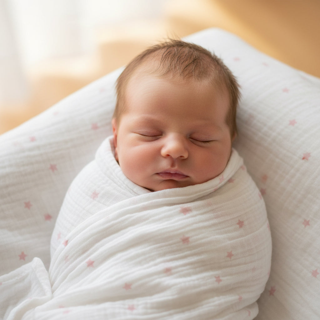 Muslin Swaddle Pink Stars