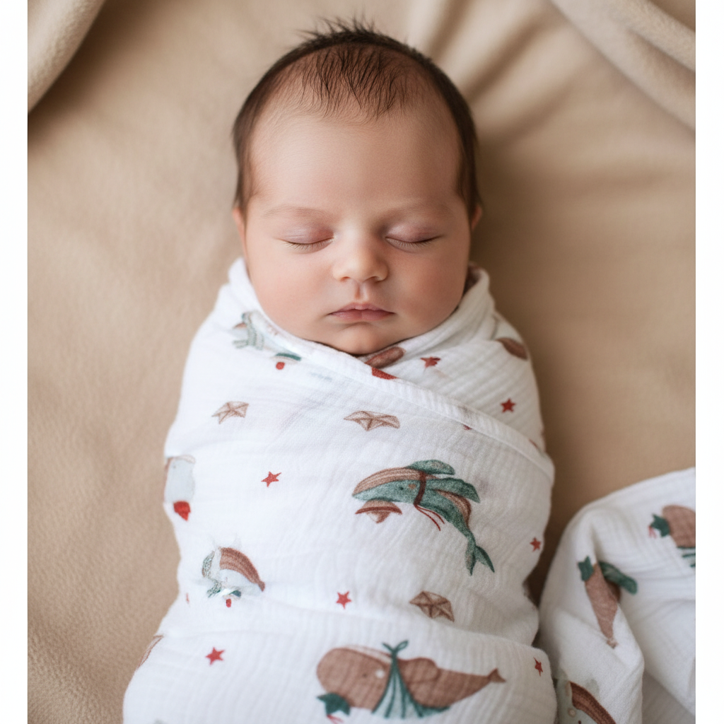 Muslin Swaddle Whales
