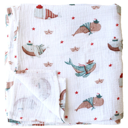 NEW! Muslin Swaddle Whales