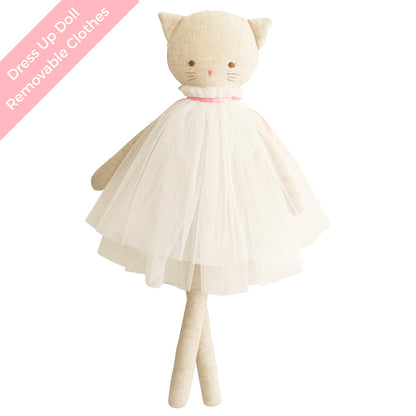 Aurelie Linen Cat Doll 48cm Ivory