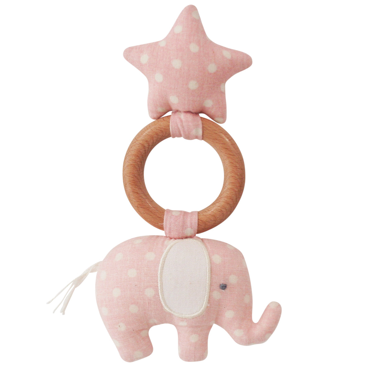 Elephant Star Teether Pink White Spot