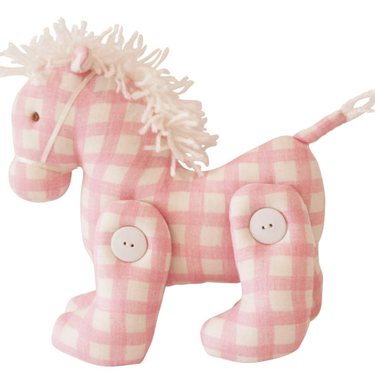 Jointed Pony 22cm Pink Check - JUNE
