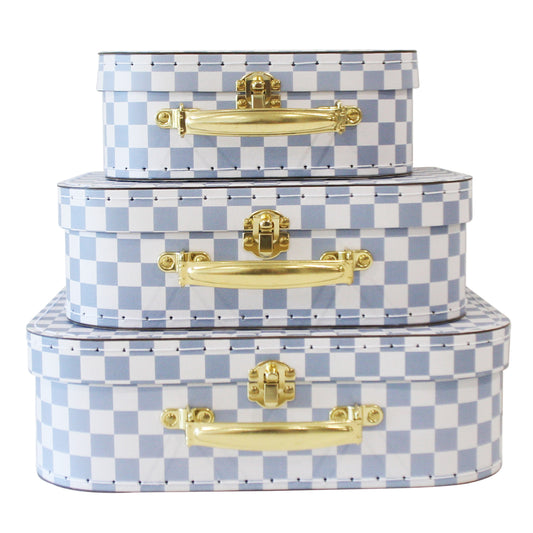 Kids Carry Case Set Blue Check