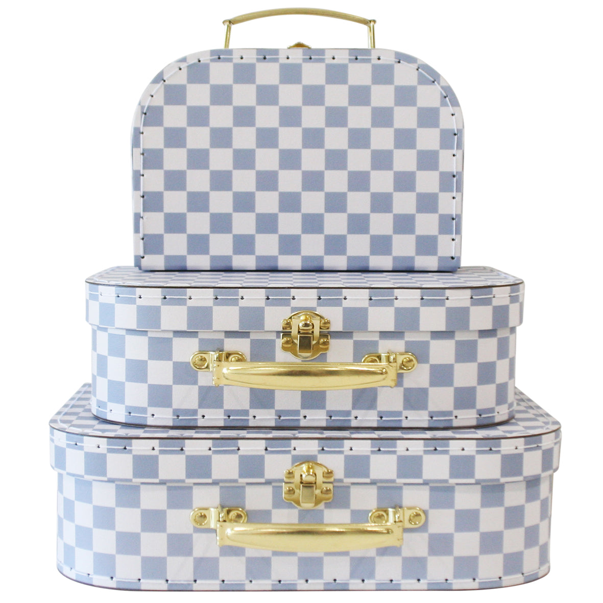 Kids Carry Case Set Blue Check