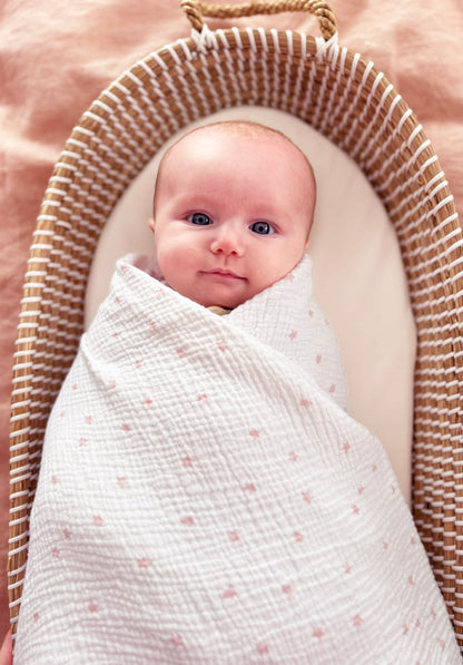 NEW! Muslin Swaddle Pink Stars