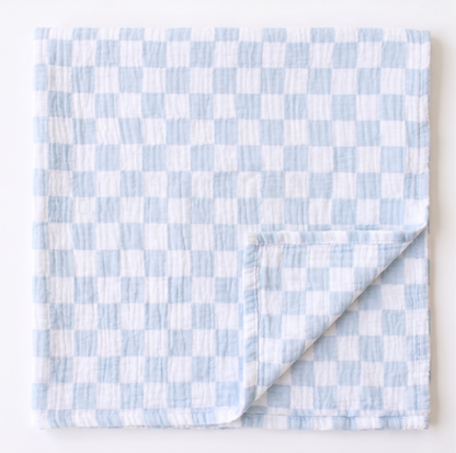 Muslin Swaddle Blue Check