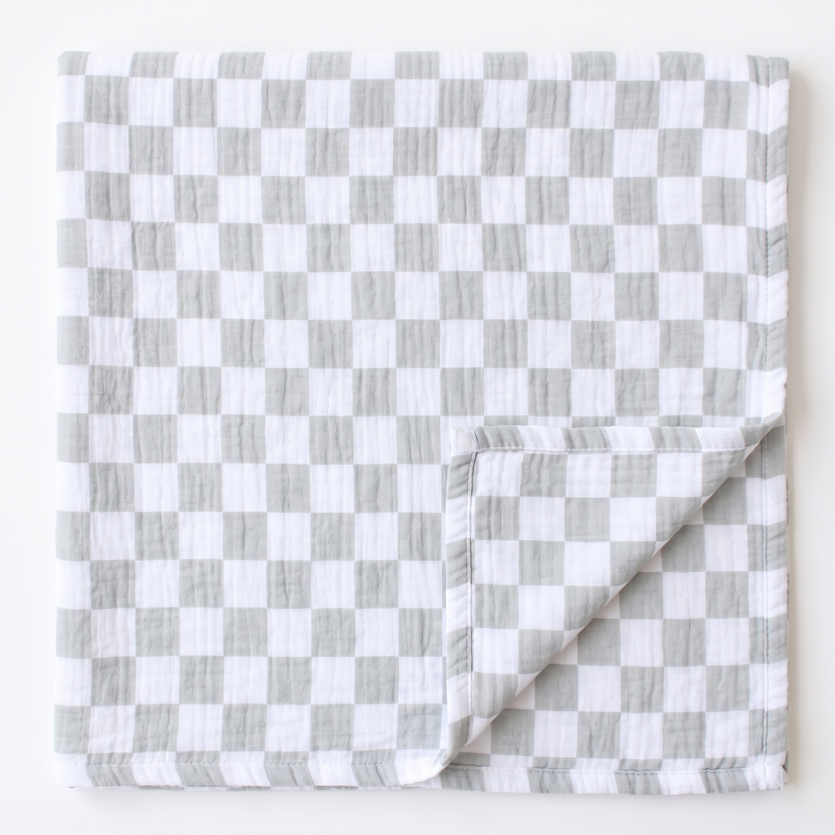 Muslin Swaddle Dove Grey Check
