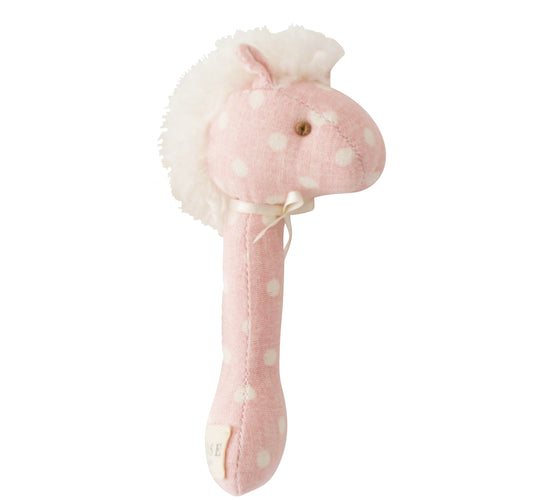 Horse Stick Rattle Pink White Spot