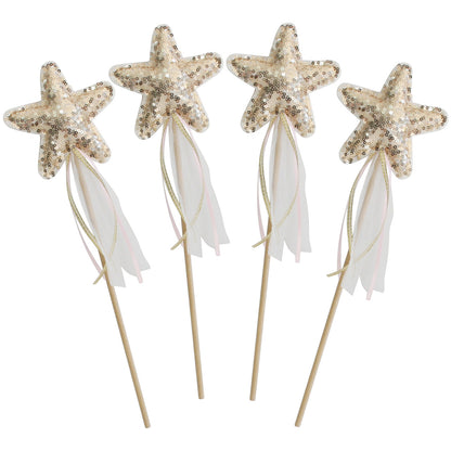 Star Wand Sequin Gold PACK 4