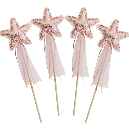 Star Wand Sequin Rose Gold PACK 4
