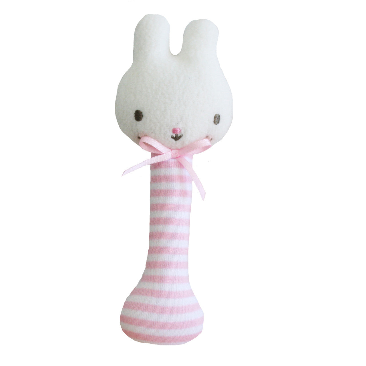 Baby Bunny Stick Rattle Pink Stripe