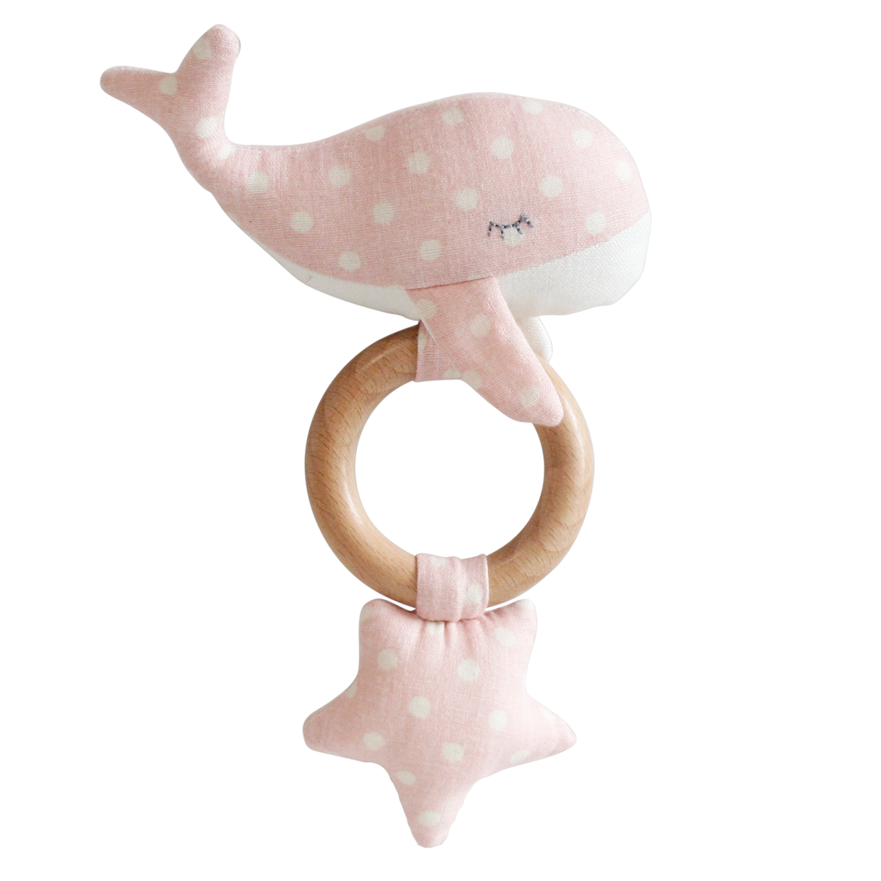 Whale Star Teether Toy Pink Spot