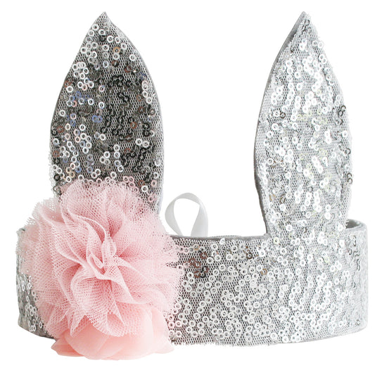 Sequin Bunny Crown Silver